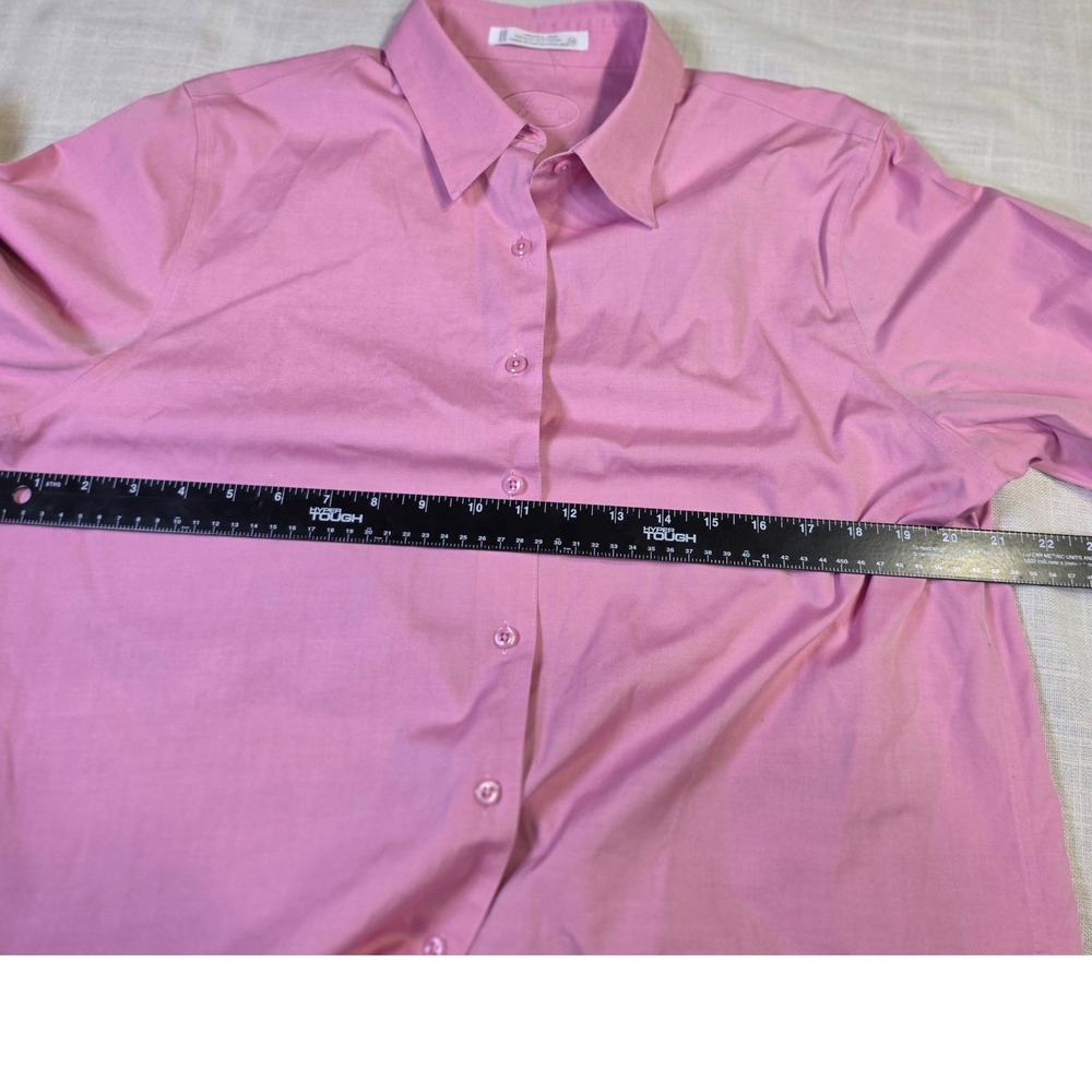 Foxcroft Pink Wrinkle Free 100% Cotton Button Down Shirt Womens 14 Long Sleeve - Picture 7 of 8
